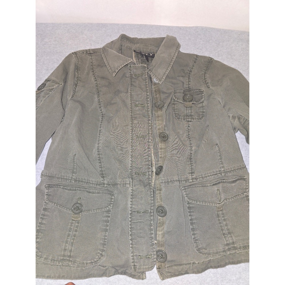 Venezia Womens Olive Green Utility Military Jacket Size 14/16 Button Front Cargo